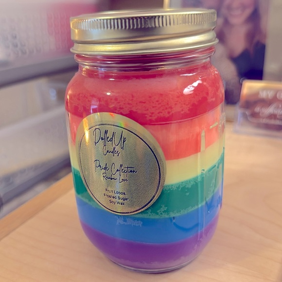 16oz Fruit Loops Candle | Pride Collection | Hand-Poured Soy Wax Mason Jar - Picture 3 of 3